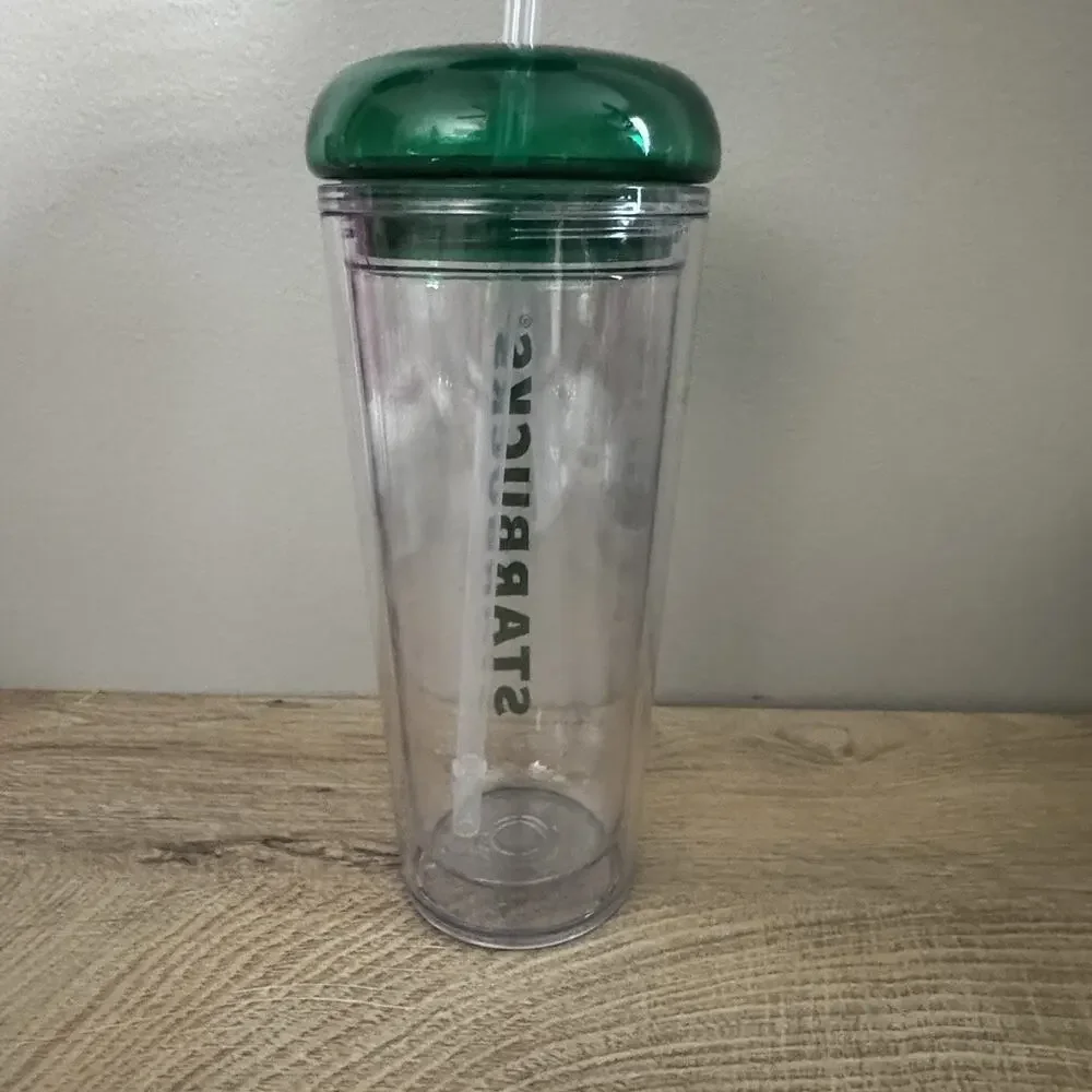 Starbucks Tumbler Korea 2022 Wordmark Foam Cold Cup Green‎ Clear 16 Oz 473ml
